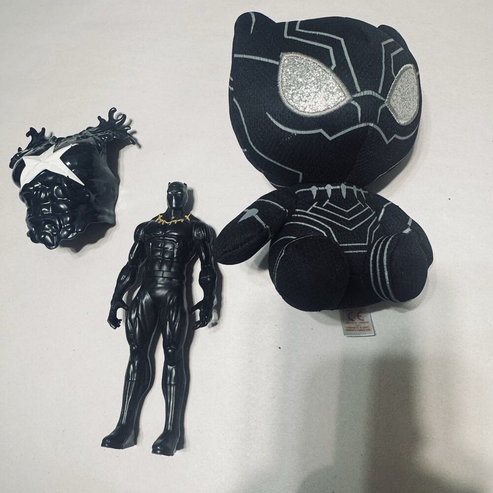 Ty Beanie Babies BLACK PANTHER Marvel 6" Plush & Action Figure Lot